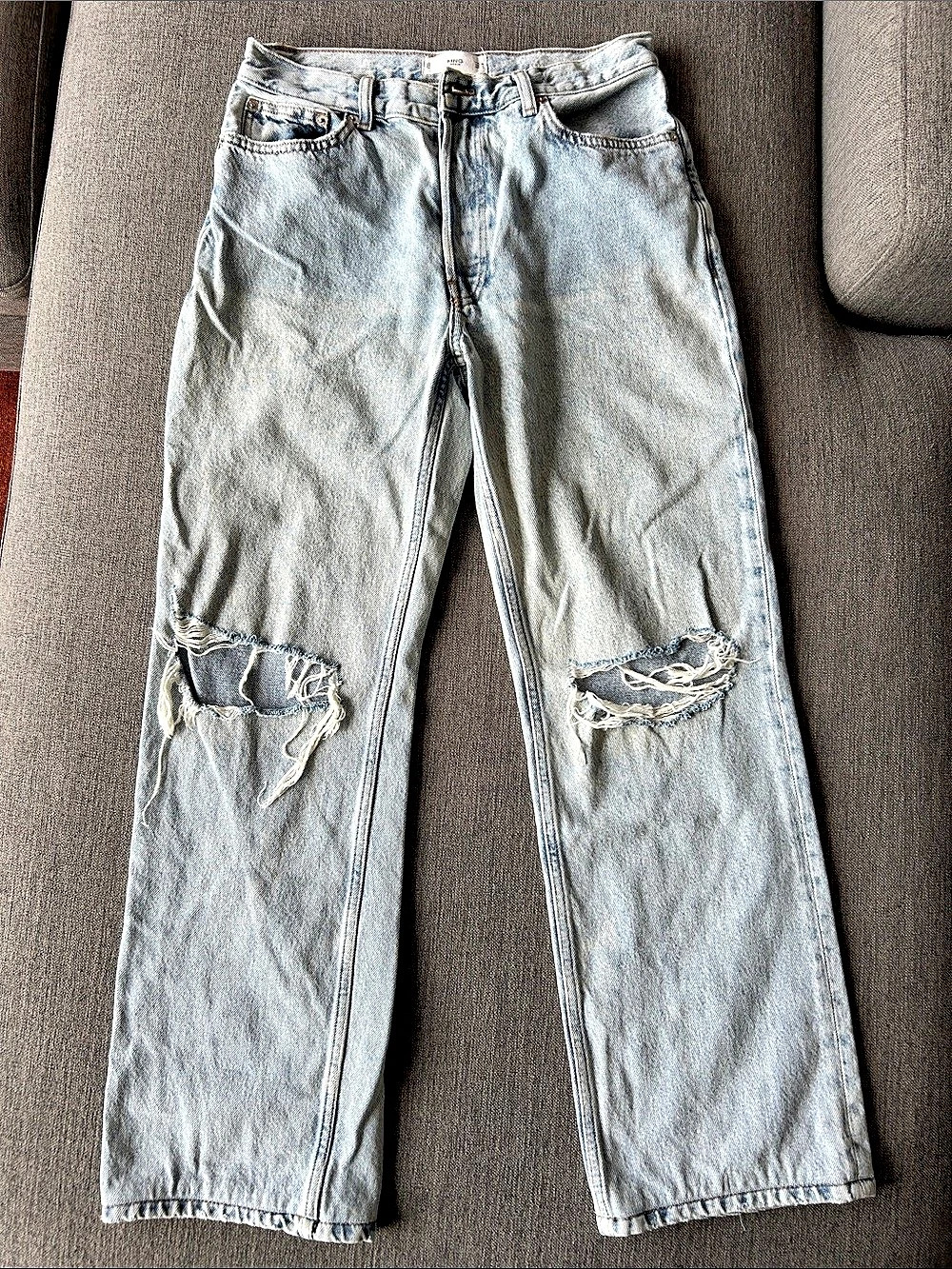 Mango MNG Denim Distressed Wide Leg Jeans